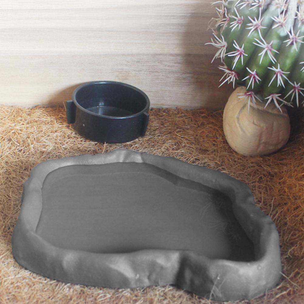 Water Dish Reptile - وعاء تغذية الزواحف البلاستيكي المقلد لتصميم
