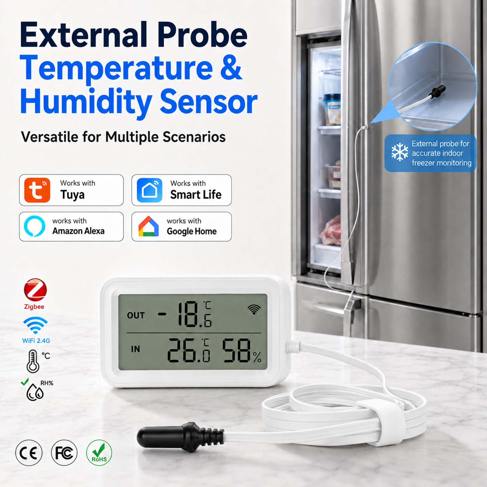 مقياس حرارة ورطوبة خارجي مقاوم - مراجعة Digital Hygrometer Probe وسعره